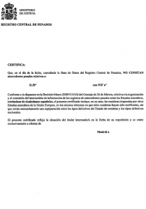 certificado de antecedentes penales en España